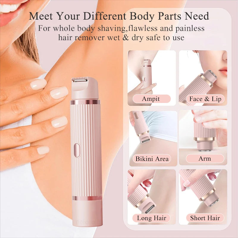 Women'S Painless Electric Shaver Portable Body Hair Trimmer Epilator for Whole Body Skin Care Flawless Shaving Device